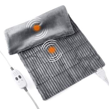 Weighted Electric Heating Pad for Back with Massaging Vibration, 3 Heating Levels & 3 Massage Types