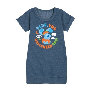 - Blue's Clues & You! - Blue You And Halloween Boo Graphic Short Sleeve Fleece Dress - 1 of 4
