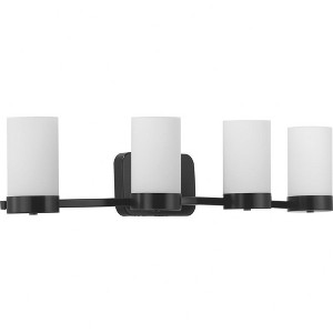 Progress Lighting Elevate 4-Light Bath Vanity in Matte Black with Etched White Glass Shade - 1 of 4