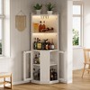 JANSNO 67.3" White Corner Wine Bar Cabinet with Lights, Power Outlet, Adjustable Shelves & Glass Rack - 4 of 4