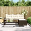 vidaXL L-Shaped Patio Sofa with Cushions and Coffee Table - Brown Poly Rattan Outdoor Lounge Set with Washable Covers for Garden, Terrace, Deck - 3 of 4