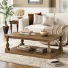 OUTSUPPLY Vintage Coffee Table, Pine Veneer Top & Rubberwood Base, Artistic Center Table for Living Room & Study - 4 of 4