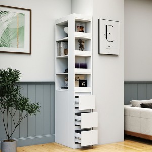 NicBex Tall Corner Bookshelf Multifunctional Bookcase with Display Open Shelves,Books Storage Cabinet Organizer for Office,Bedroom - 1 of 4