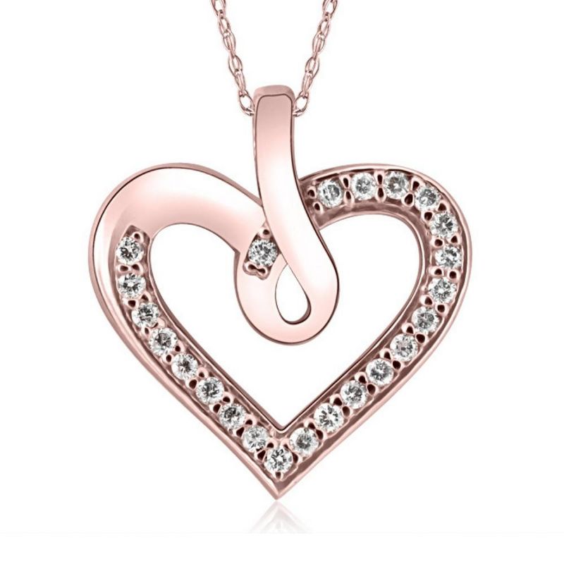 Pompeii3 1/4Ct Diamond Curve Heart Shape Pendant Necklace in White, Yellow, or Rose Gold, 1 of 5