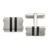 Chisel Stainless Steel Brushed and Polished Black IP-plated Striped Cuff Links - 2 of 2