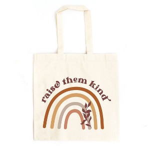 City Creek Prints Raise Them Kind Rainbow Canvas Tote Bag - 15x16 - Natural - 1 of 2