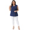 Women's Plus Size Elegant Formal Polka Dots Sleeveless Tie Neck Tank Top - Agnes Orinda - 3 of 4