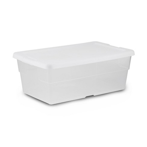 6 qt storage box in white and clear plastic