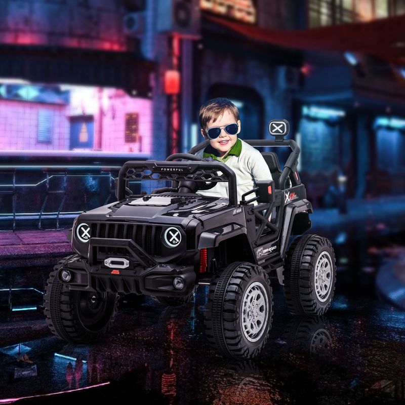 Aosom 12V Kids Ride on Car with Remote Control, Battery-Operated Ride on Toy with Spring Suspension, Led Lights, Music, Horn, 3 Speeds, 2 of 7