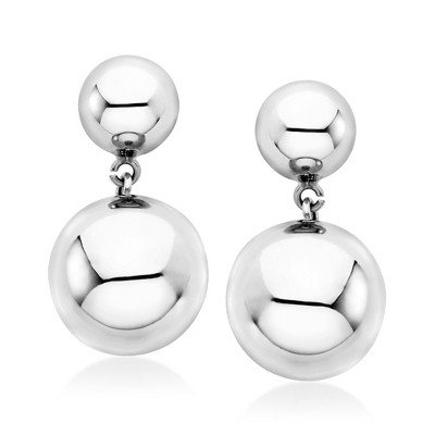 Ross-Simons Italian Sterling Silver Double-Bead Drop Earrings