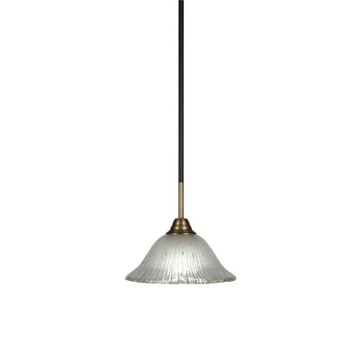 Toltec Lighting Paramount 1 - Light Pendant in  Matte Black/Brass with 10" Frosted Crystal Shade
