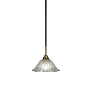 Toltec Lighting Paramount 1 - Light Pendant in  Matte Black/Brass with 10" Frosted Crystal Shade - 1 of 1