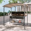 ALAULM 8'x5'Canopy BBQ Gazebo Fabric,Waterproof Sunshade Roof&Steel Frame,Storage Bar w/Tool Hooks,Curved Grill Shelter, Backyard,Patio,Garden - 2 of 4