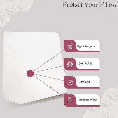 King Size White Cotton Hypoallergenic Wedge Pillow Protector
