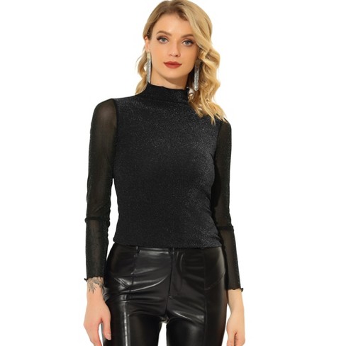 Black Mesh Glitter Top, Tops