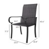 Set of 2/4 Outdoor Wicker Dining Chairs with Armrest, Steel Frame, High Back and Deep Seating - 3 of 4