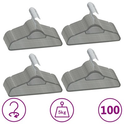 vidaXL 100 pcs Clothes Hanger Set Anti-slip Gray Velvet