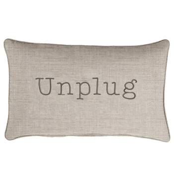 Indoor/Outdoor Unplug Embroidered Lumbar Throw Pillow - Sorra Home