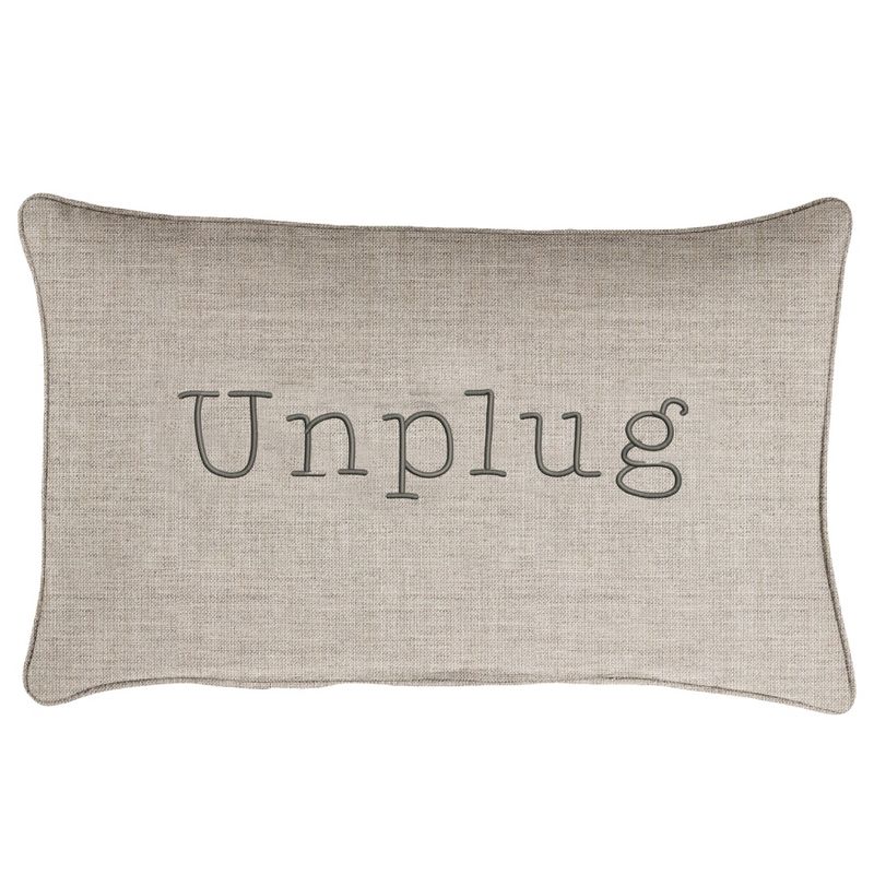 Indoor/Outdoor Unplug Embroidered Lumbar Throw Pillow - Sorra Home, 1 of 8