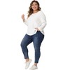 Agnes Orinda Women's Plus Size Crew Neck Waffle Knit Causal Work Long Sleeve Blouses - 3 of 4