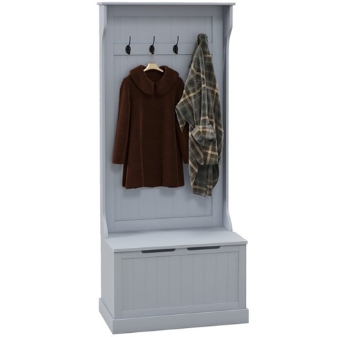 HOMCOM Coat Rack Shoe Bench with Storage 4 in 1 Hall Tree for Entryway
