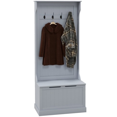 3 in 1 Hall Tree with Shoe Rack Entryway Coat Rack and Storage