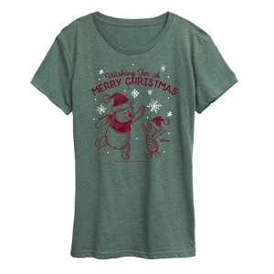 Women's - Winnie the Pooh - Wishing For A Merry Christmas Short Sleeve Graphic T-Shirt - 1 of 4