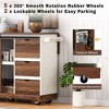 PAGED Farmhouse Kitchen Island with Drop Leaf, Rolling Kitchen Cart on Wheels with Spice Rack and Barn Door for Kitchen - 2 of 4