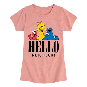 Girls' - Sesame Street - Hello Neighbor Fitted Short Sleeve Graphic T-Shirt - 1 of 4