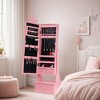 Kids Jewelry Armoire with Full-Length Mirror, Child Jewelry Cabinet with Led Light/Freestanding Jewelry Organizer/3 Storage Drawers - 2 of 4