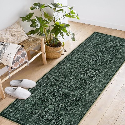 Area Rugs for Living Room Bedroom, Large Washable Rug, Vintage Floral Boho Non Slip & Low Pile Carpet Indoor Dining Room and Kids Room