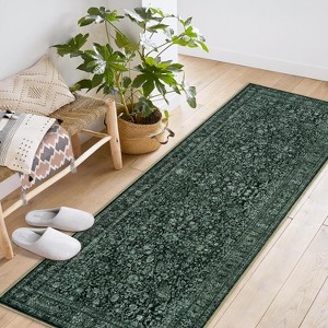 Area Rugs for Living Room Bedroom, Large Washable Rug, Vintage Floral Boho Non Slip & Low Pile Carpet Indoor Dining Room and Kids Room - 1 of 4