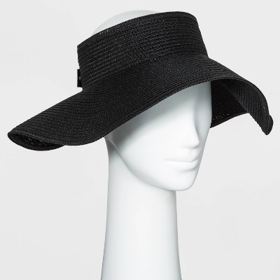 Women's Straw Visor Hat - A New Day™ Black One Size