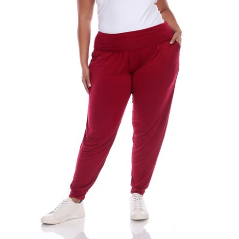 Women's Plus Size Harem Pants Red 1X - White Mark