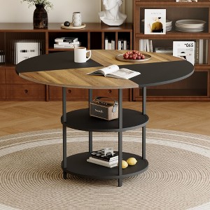 NicBex Contemporary Splicing Circular Dining Table with Storage & Metal Legs,Modern Round Kitchen Table,Dining Room Furniture - 1 of 4