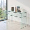Lirago Tempered Clear Glass Console Table-Rounded Edge Sofa Table for Living Room Office and Home Office 13.7"Dx43.3"Lx29.5"H - 2 of 4