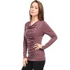 Allegra K Women's Cowl Neck Long Sleeves Buttons Decor Solid Ruched Top - 4 of 4