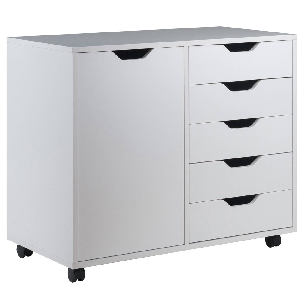 Photos - Other Furniture Halifax Cabinet with 5 Drawer & 1 Side Cabinet White - Winsome: Modern Off