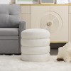 Soft Boucle  Round Ottoman Footrest Stool,White - 2 of 4