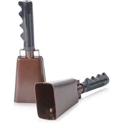 Noisemakers for Party, Cow Bell (Copper, 3 x 9.1 In, 2-Pack)