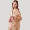Anna-Kaci Women's Long Sleeve Button Front Pajama Set with Notched Collar and Floral Satin Finish - 3 of 4