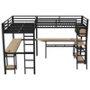 Whisen Twin Metal L-Shaped Loft Bed with Storage Shelves, 2 Built-in Desks - Black - 4 of 4