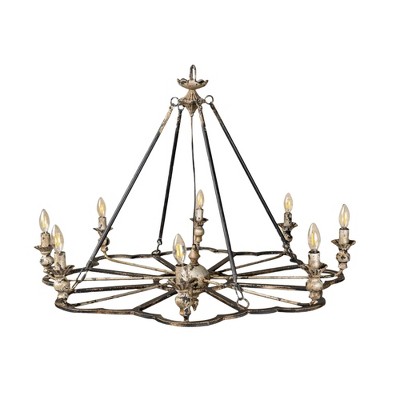 Vintage Farmhouse Chandelier, Handcrafted Iron Rustic Pendant Light Fixture, Distressed Finish, UL Listed, E12 Base, Fully Assembled
