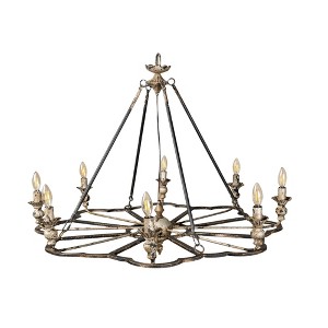 Vintage Farmhouse Chandelier, Handcrafted Iron Rustic Pendant Light Fixture, Distressed Finish, UL Listed, E12 Base, Fully Assembled - 1 of 4