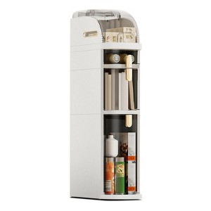 Slim Bathroom Storage Cabinet with Drawers & Tissue Box, Plastic Narrow Rolling Bathroom Tower Cart Waterproof & No Installation - 1 of 4