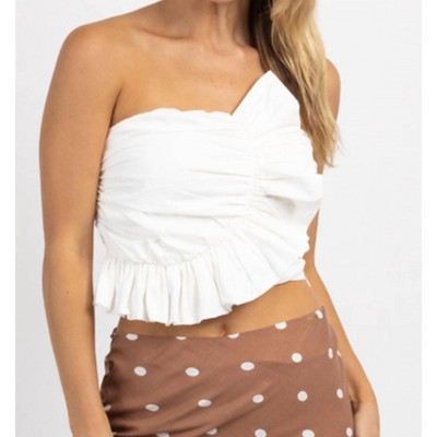 Women's FLIRTY RUFFLED TUBE TOP - day + moon