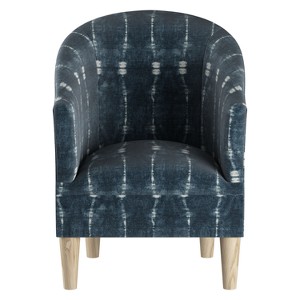 Upholstered Tub Chair Bali Indigo with Natural Legs - Skyline Furniture, Bali Blue