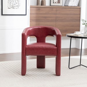 SEYNAR Modern Glam PU Leather Upholstered Dining Chair, Open-Back Accent Chair - 1 of 4