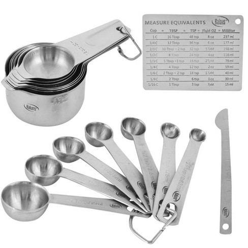 Kaluns Measuring Cups And Spoons Set, 16 Piece, Stainless Steel