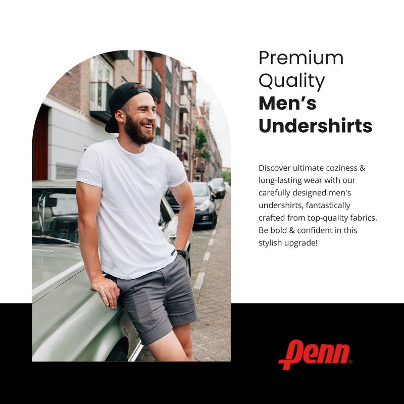 Penn Men's Modern Fit T-Shirts 3-Pack of Crew Neck Undershirts, Tagless, Breathable Cotton, 2 of 8